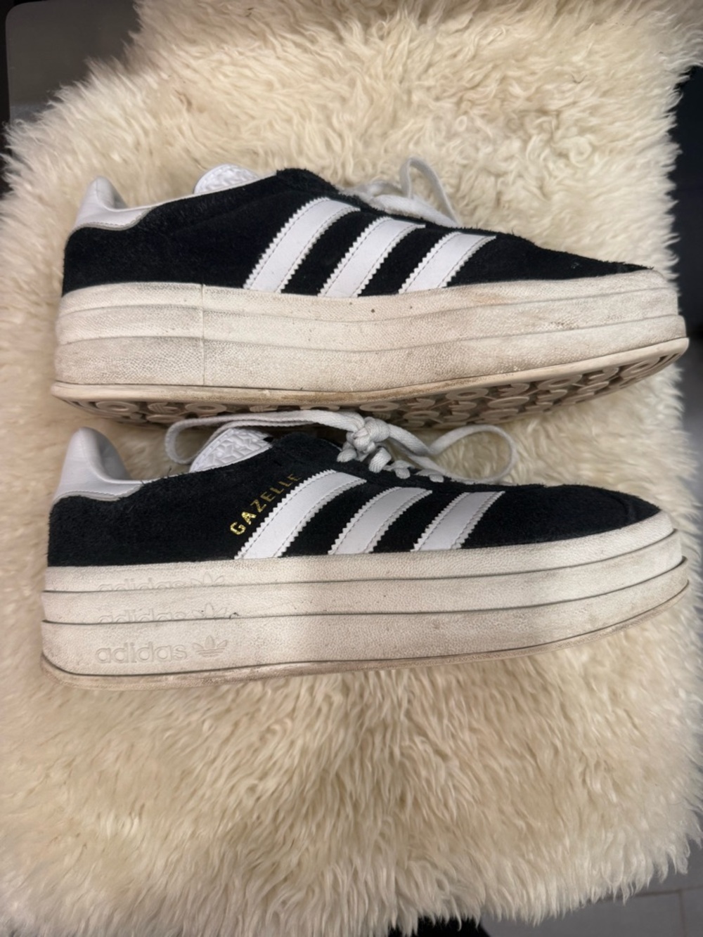 adidas Black & White Platform Gazelle Sneakers